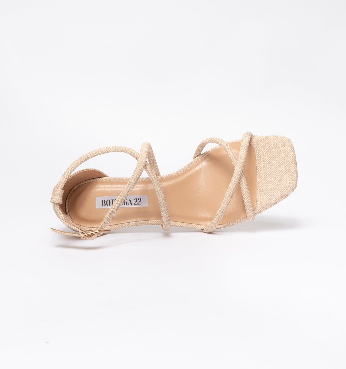 Sandali con fascette intrecciate in ecopelle-Beige