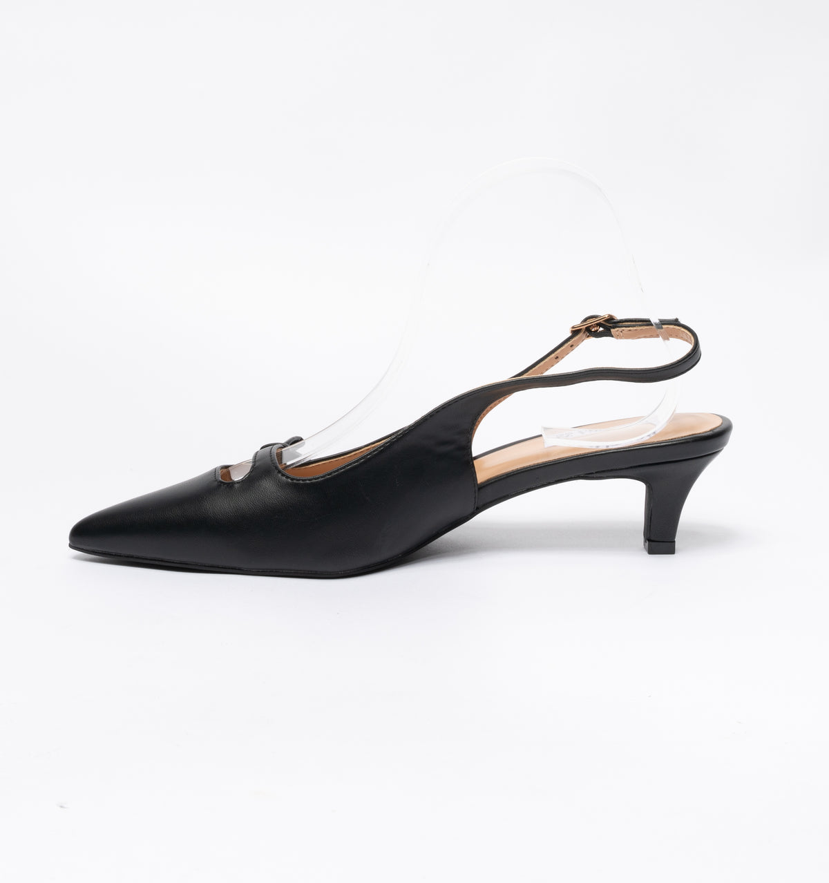 Slingback con fiocchetto laterale in punta cinturino regolabile - Nero