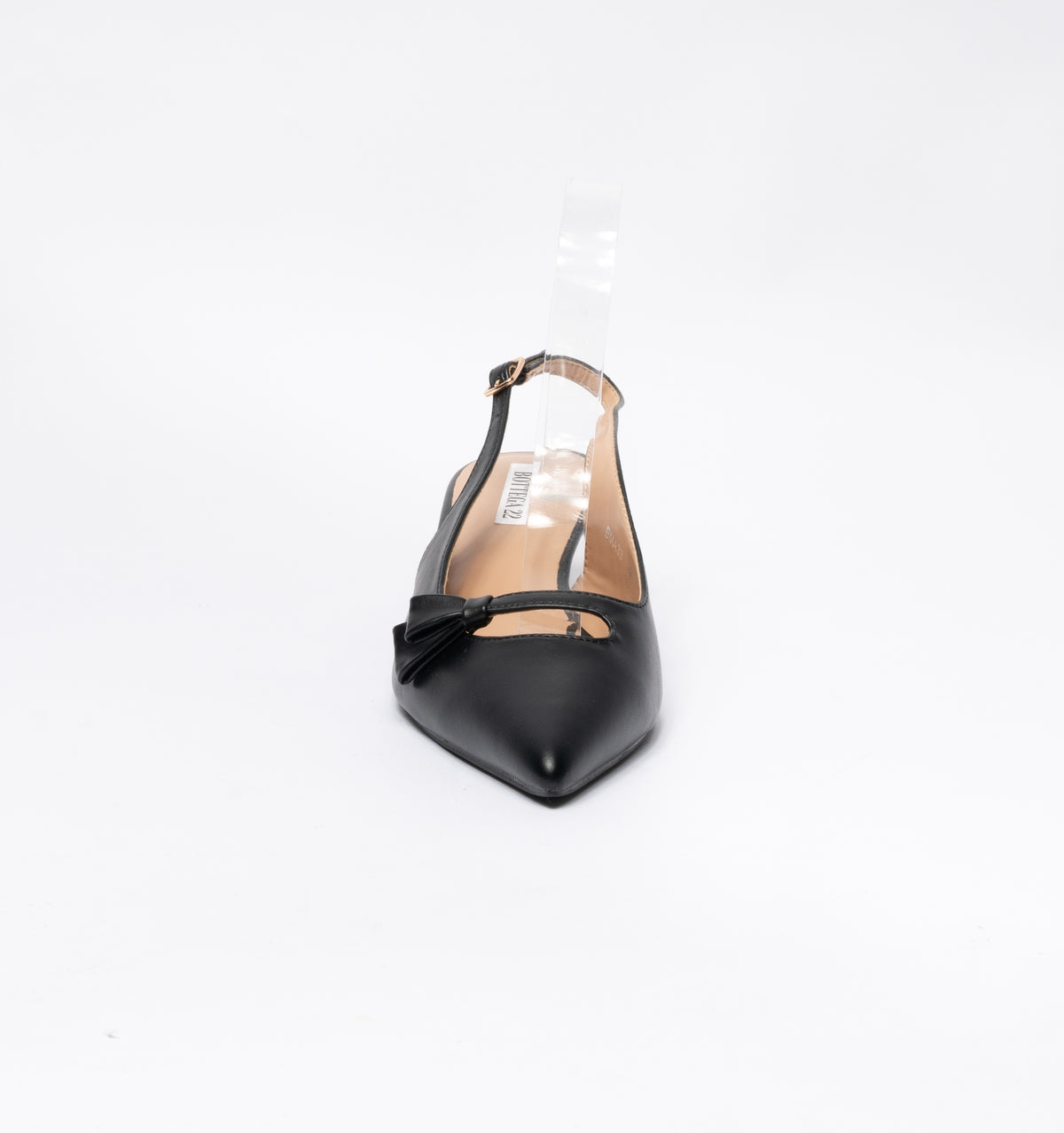 Slingback con fiocchetto laterale in punta cinturino regolabile - Nero