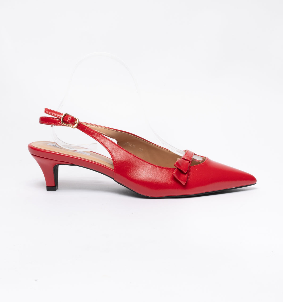 Slingback con fiocchetto laterale in punta cinturino regolabile - Rosso