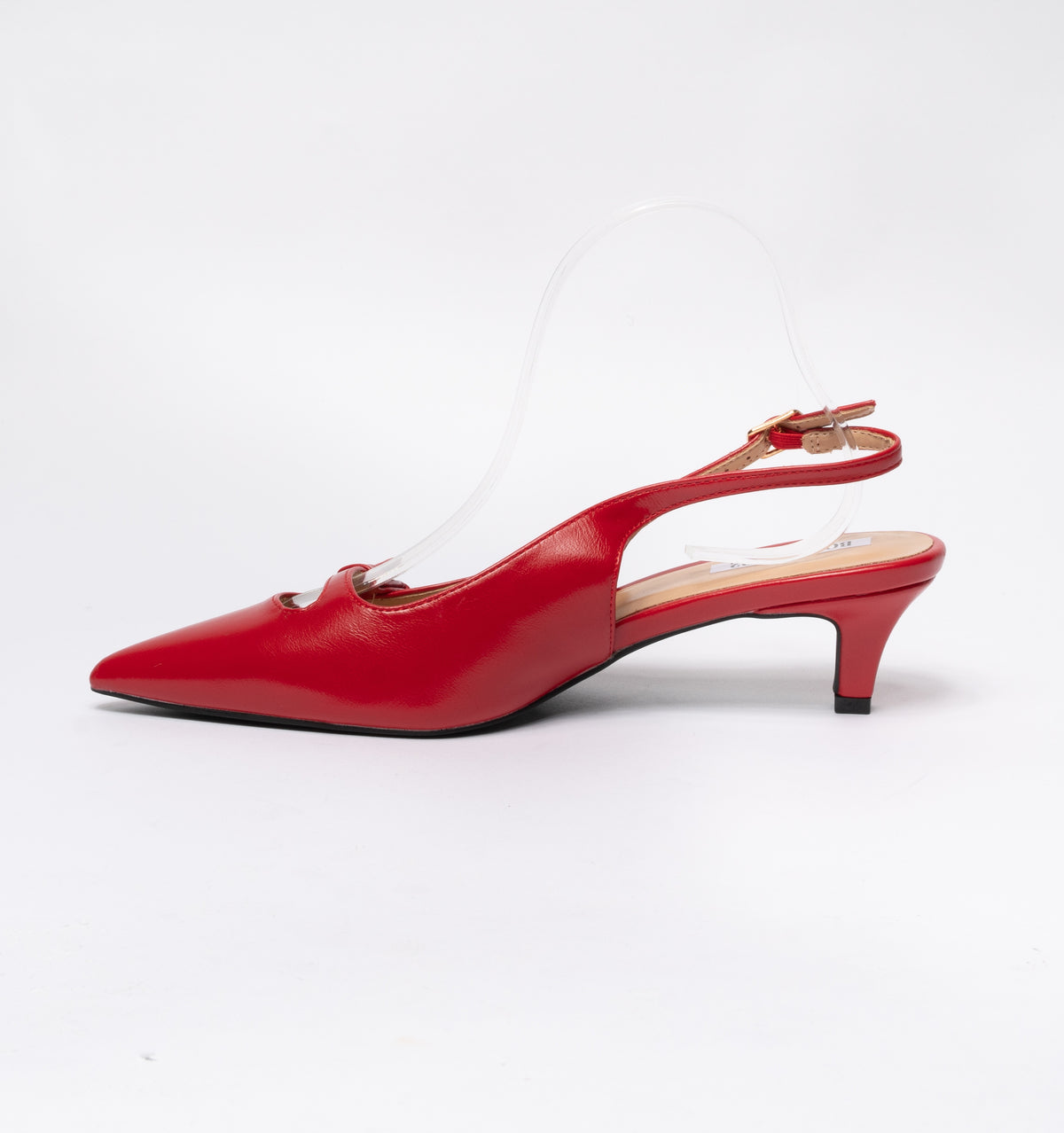 Slingback con fiocchetto laterale in punta cinturino regolabile - Rosso