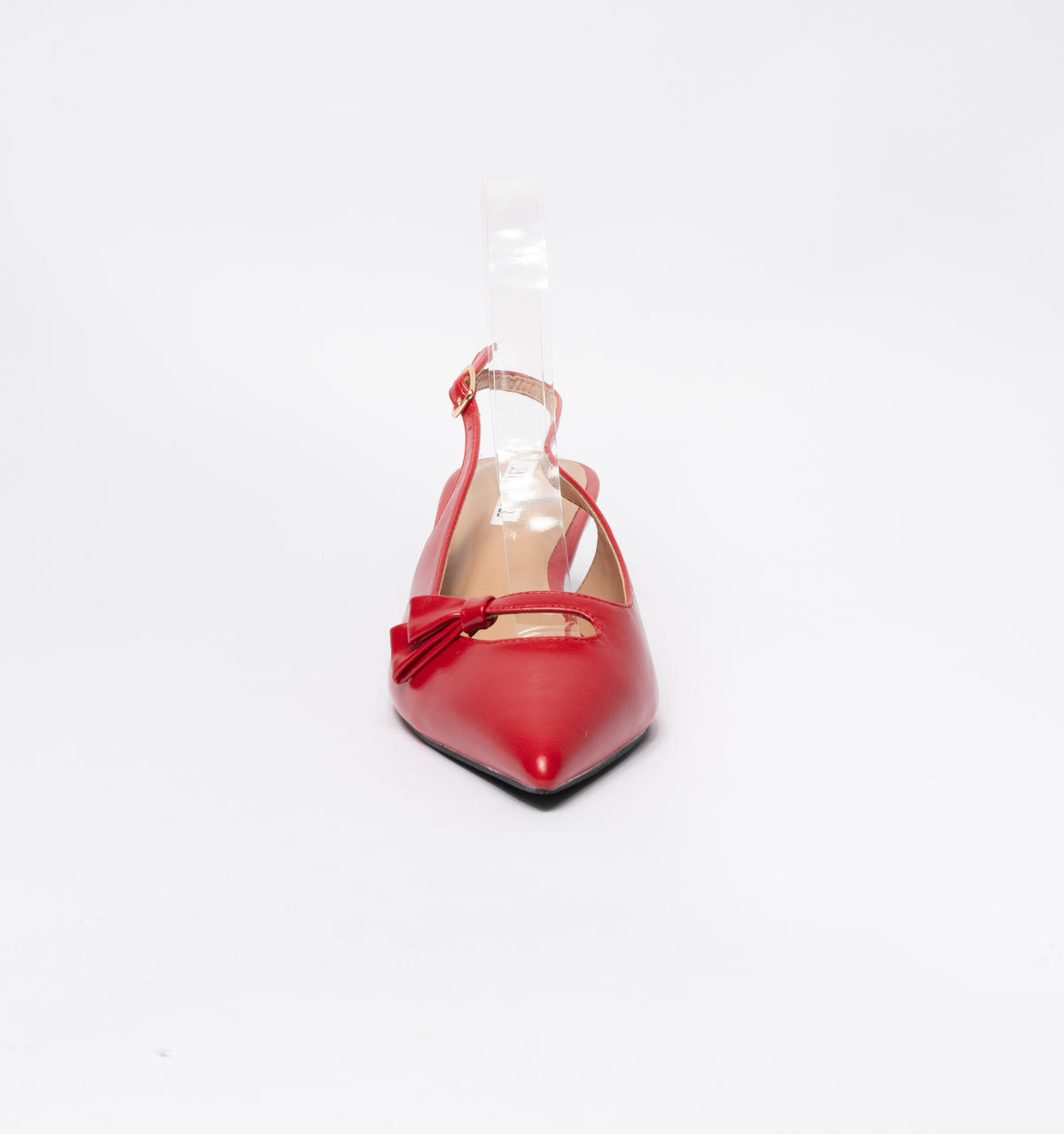 Slingback con fiocchetto laterale in punta cinturino regolabile - Rosso