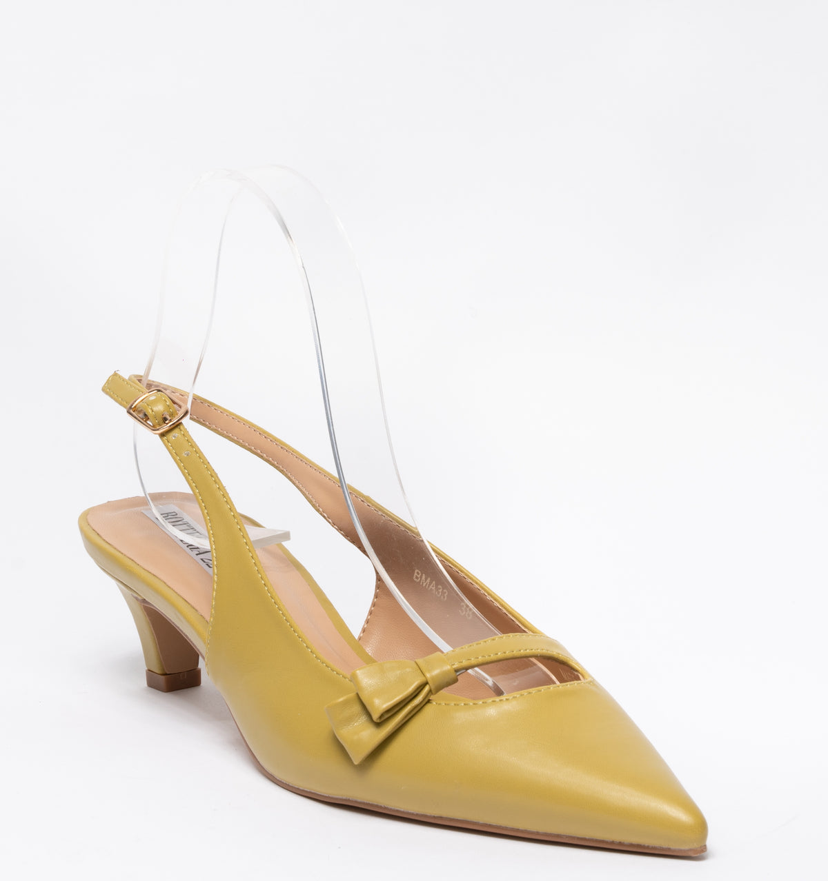 Slingback con fiocchetto laterale in punta cinturino regolabile - Senape