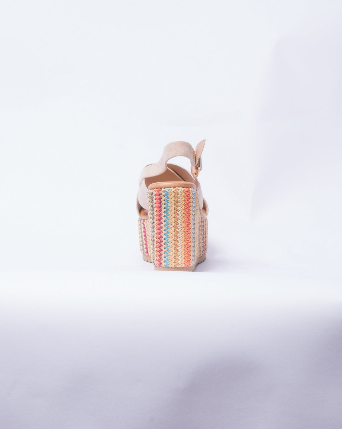 Sandalo con zeppa lavorata multicolor - Beige