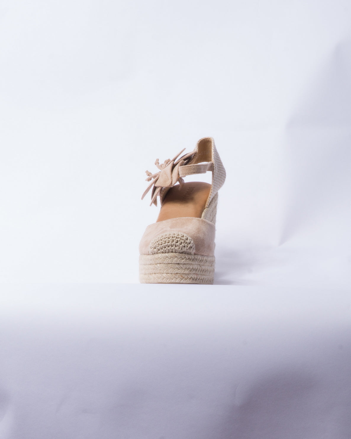 Zeppa in Camoscio con Fiore - Beige