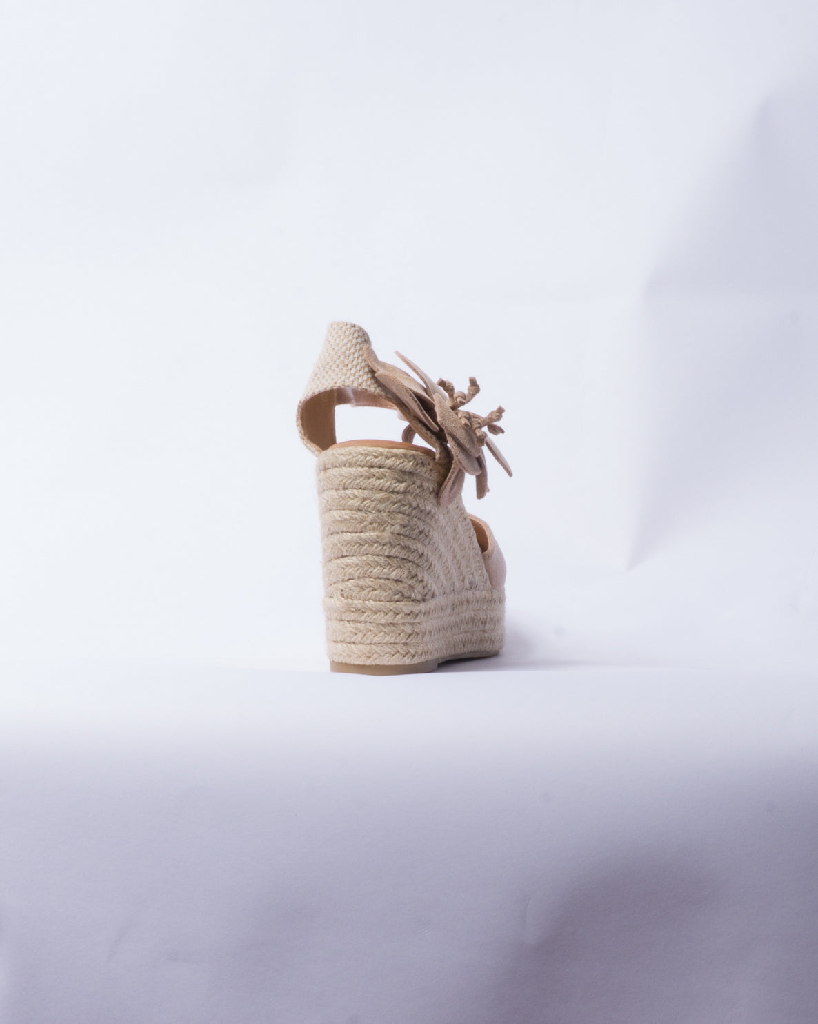 Zeppa in Camoscio con Fiore - Beige
