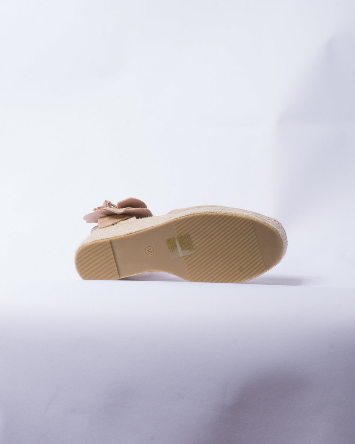 Zeppa in Camoscio con Fiore - Beige