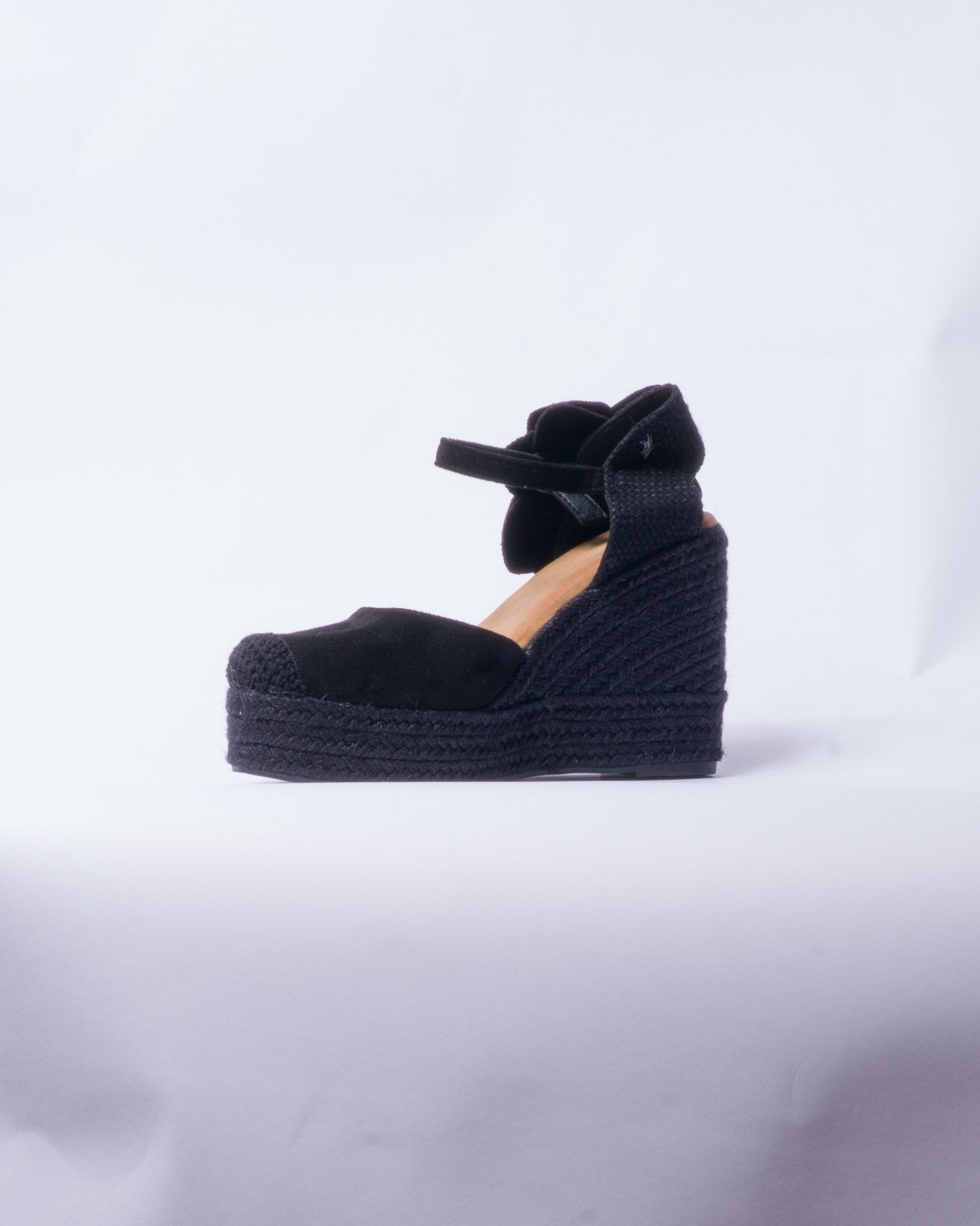 Zeppa in Camoscio con Fiore - Nero