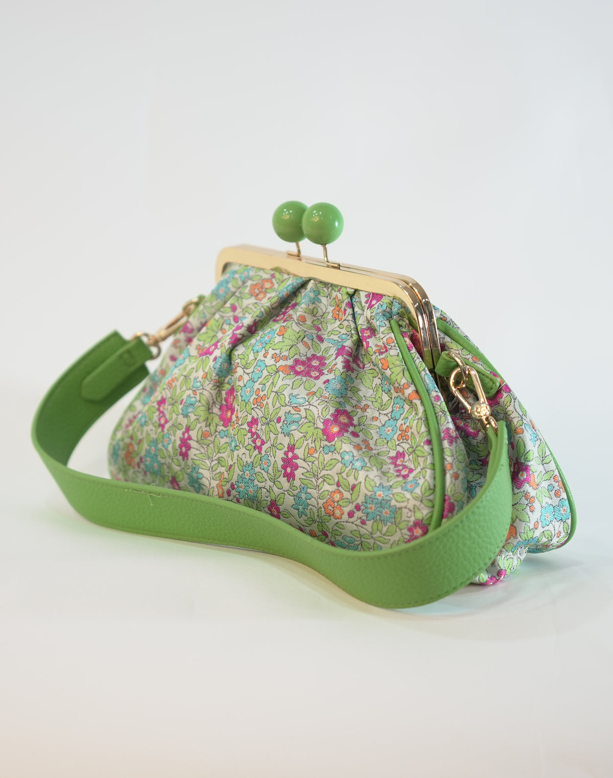 Borsetta vintage con stampa floreale - Verde