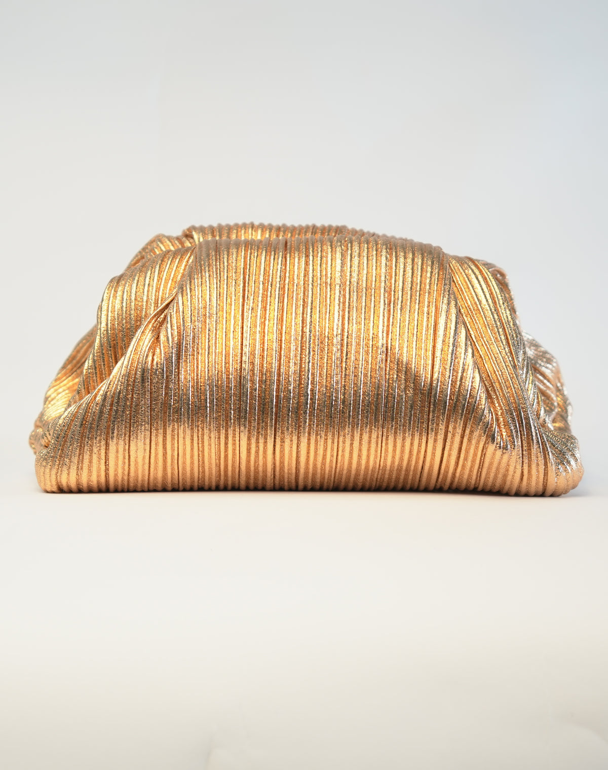 Pochette Clutch Pieghettata Effetto Metallizzato - Oro Rosa