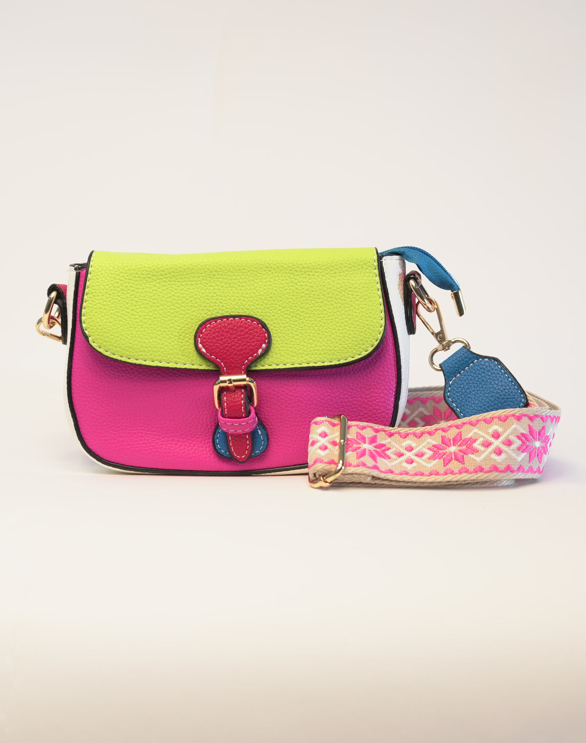 Borsa a Tracolla Multicolor - Fucsia