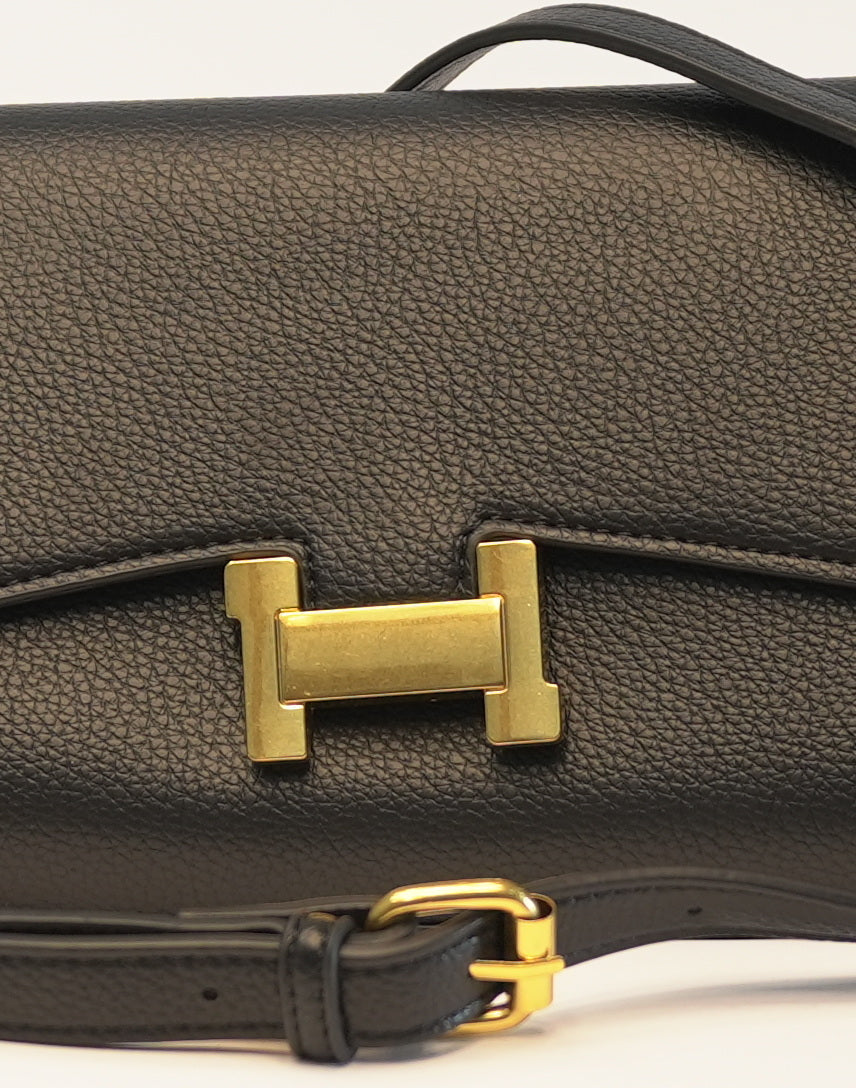 Borsa a tracolla in semilpelle - Nera