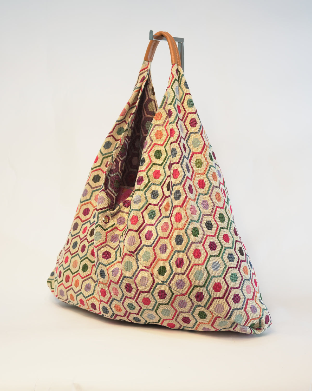 Borsa Shopper in Tessuto Geometrico - Multicolor