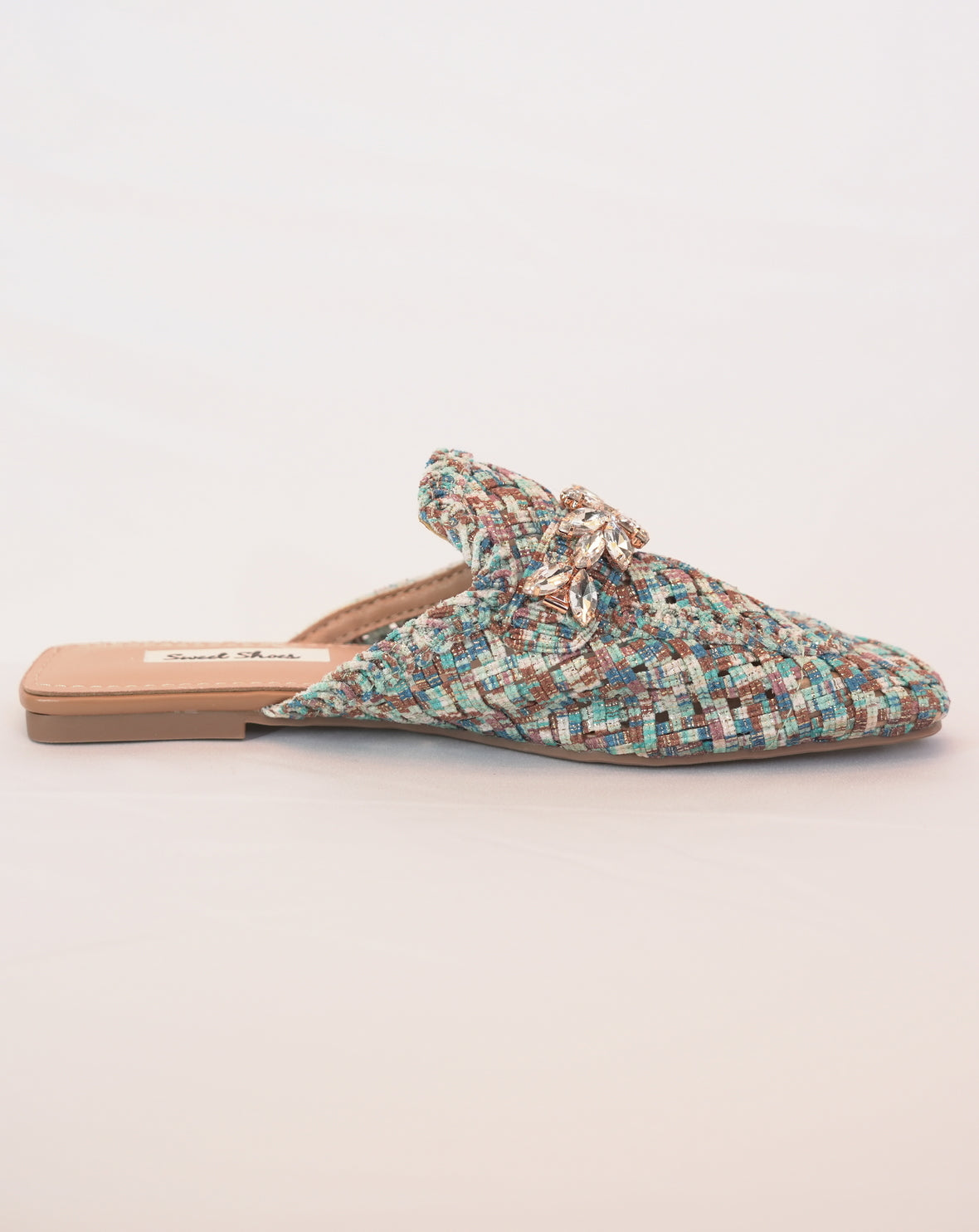 Mule Donna in Tessuto con Applicazioni Gioiello - Multicolor