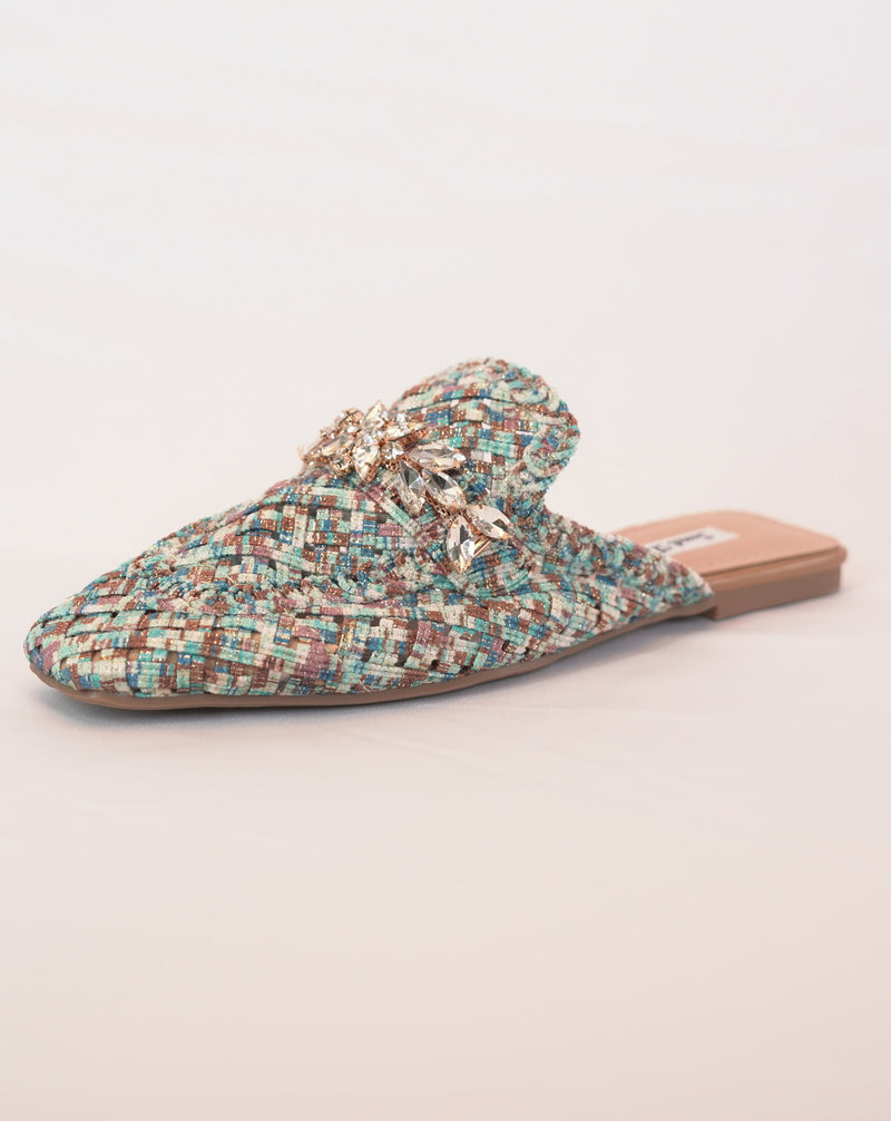 Mule Donna in Tessuto con Applicazioni Gioiello - Multicolor