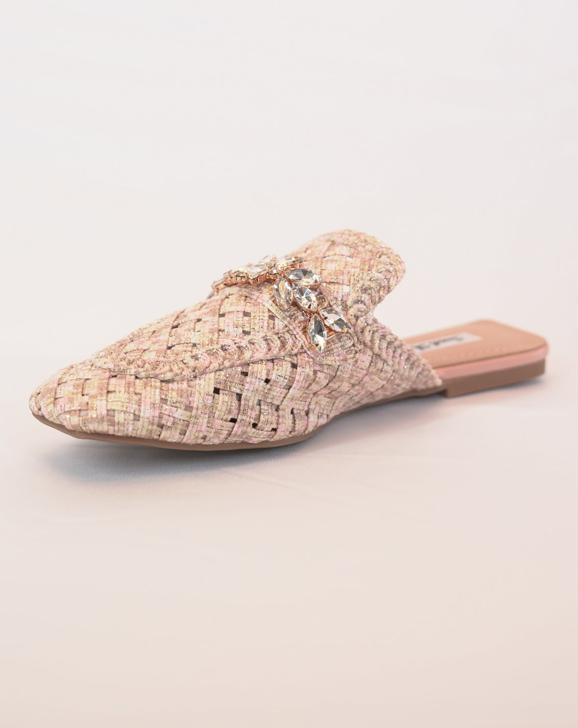 Mule Donna in Tessuto con Applicazioni Gioiello - Rosa