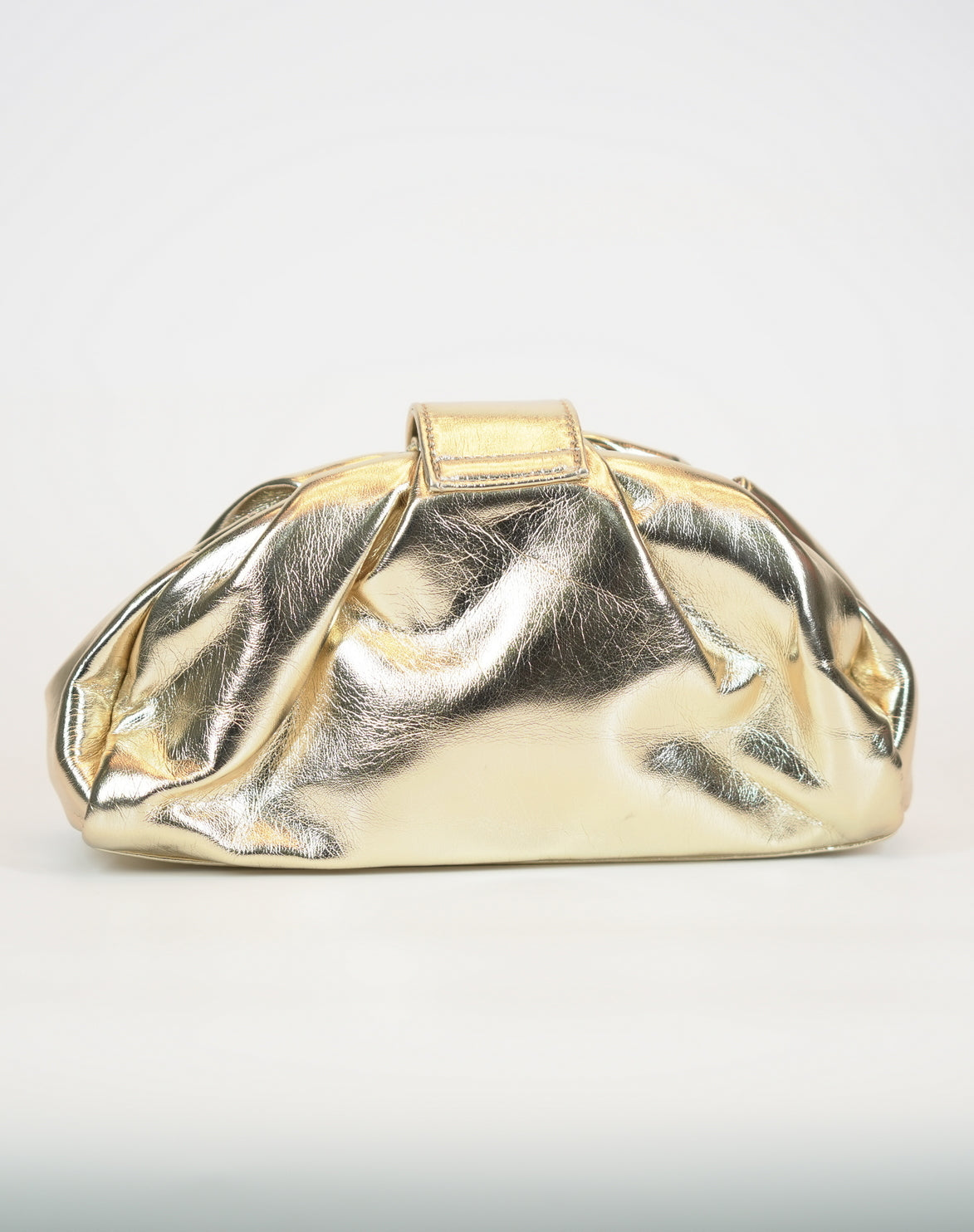 Clutch in ecopelle metallizzata con fiore decorativo - Oro