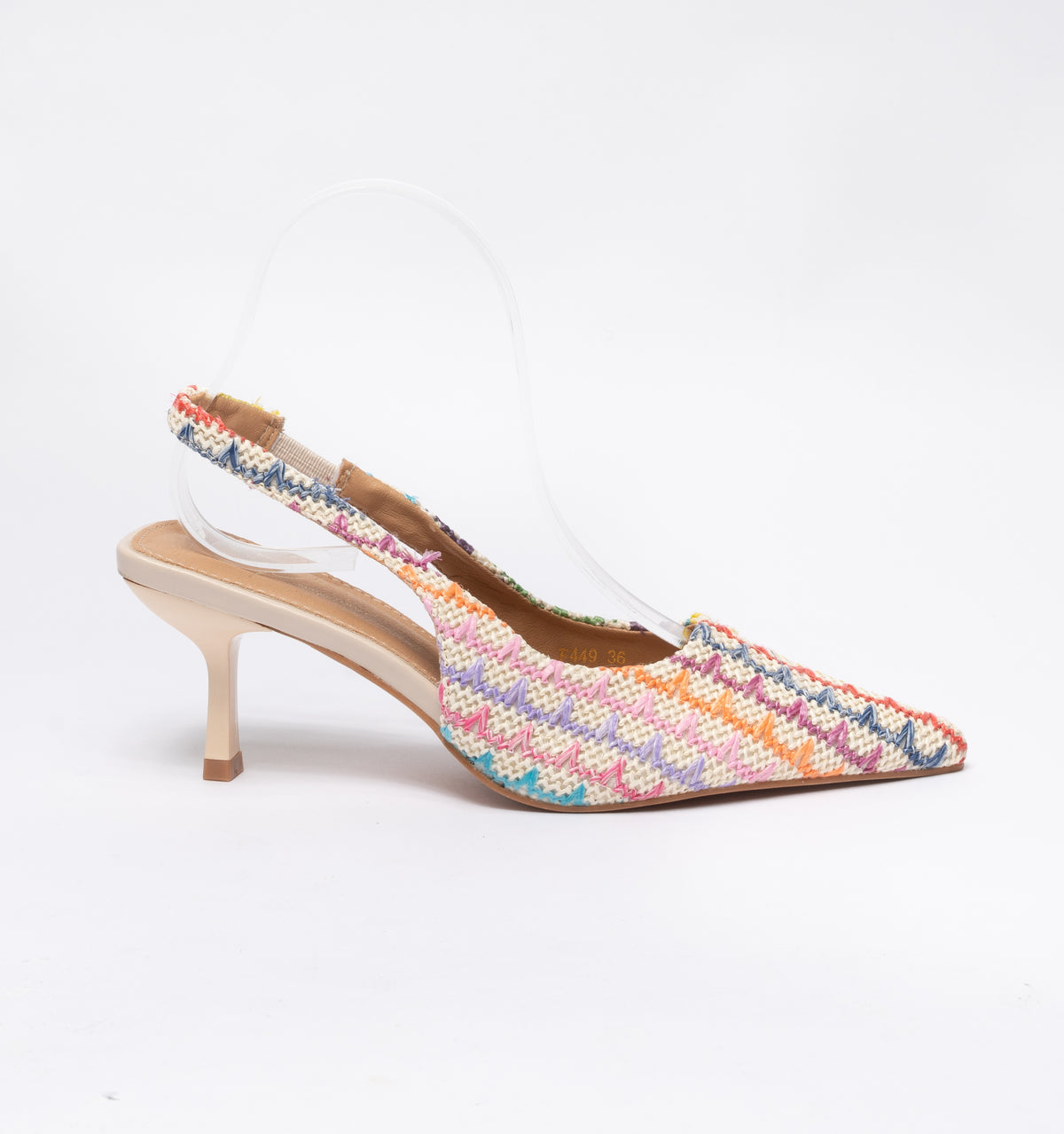 Slingback in tessuto con cinturino elastico - multicolor