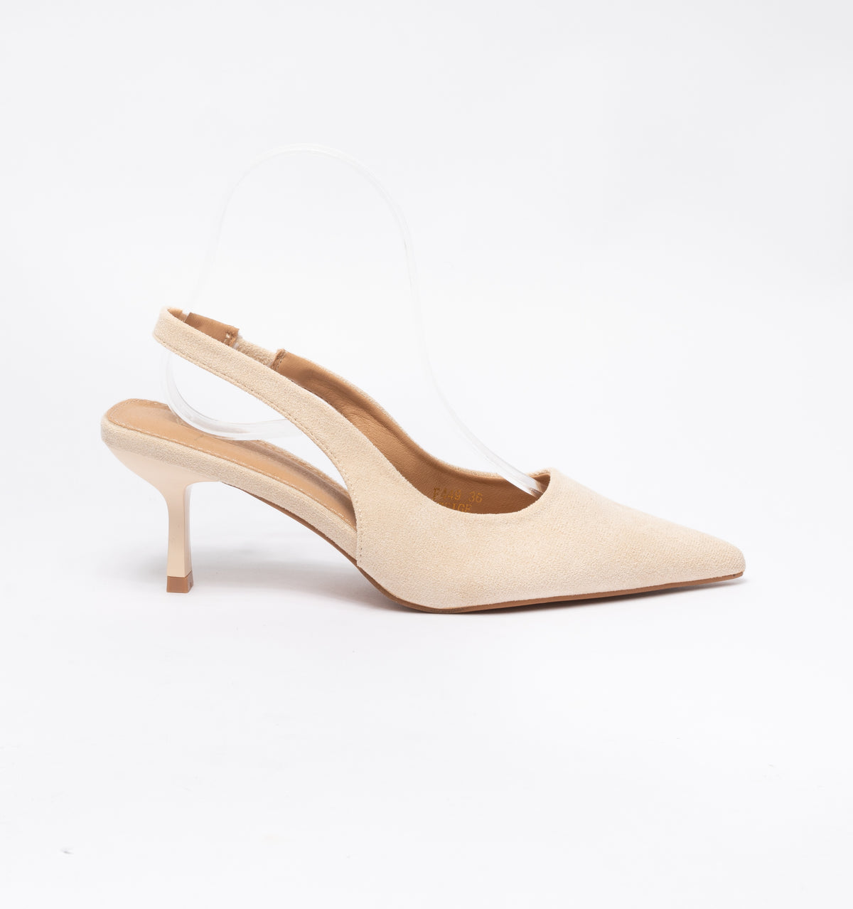 Slingback effetto camoscio cinturino elastico - Beige