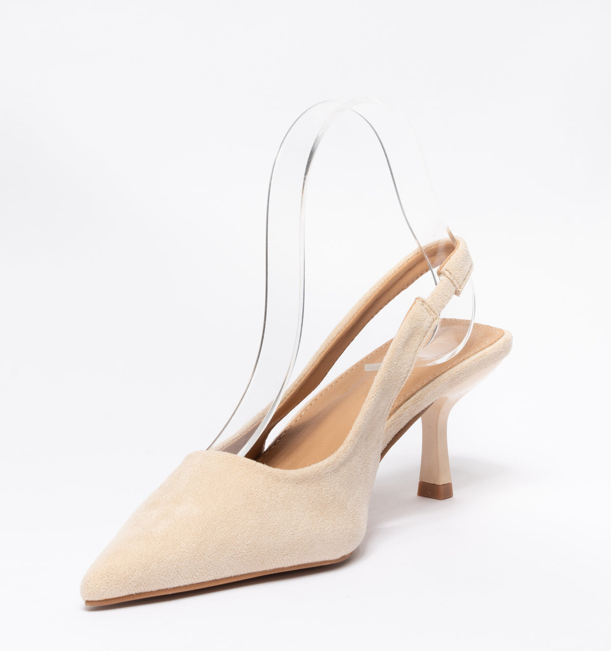 Slingback effetto camoscio cinturino elastico - Beige