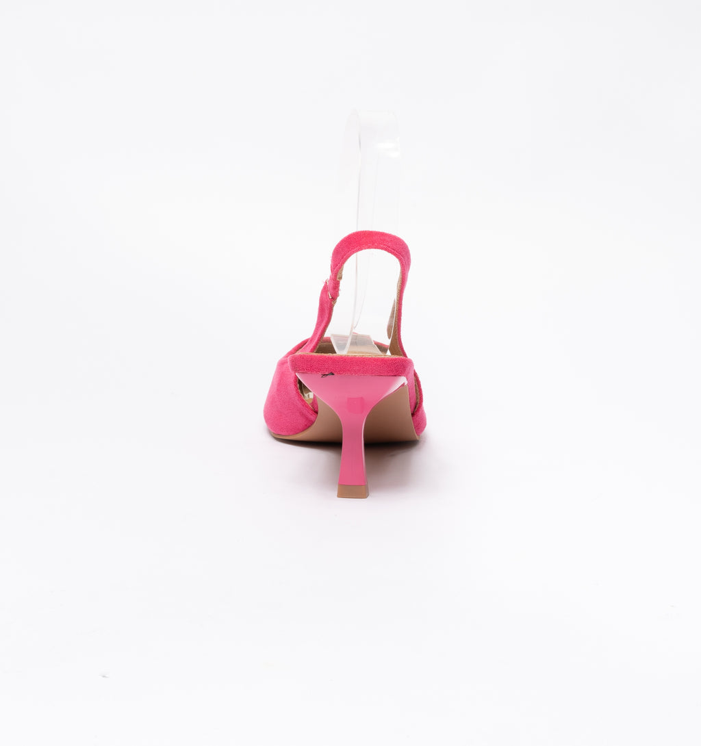 Slingback effetto camoscio cinturino elastico - Fucsia