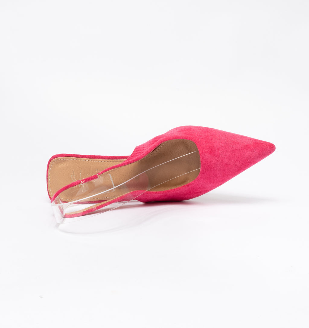 Slingback effetto camoscio cinturino elastico - Fucsia