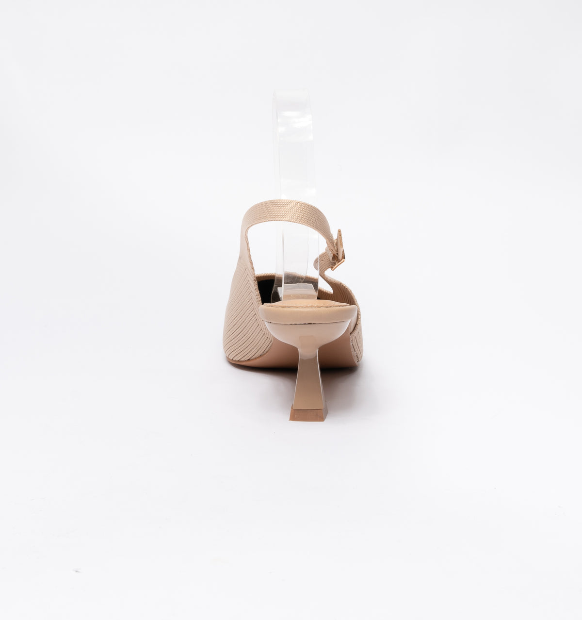 Slingback a punta in tessuto elastico- Beige