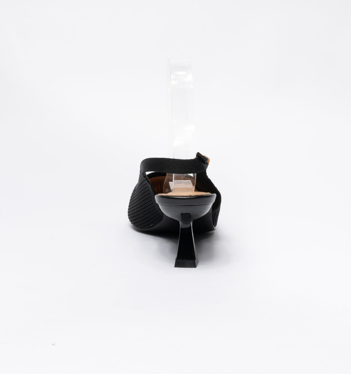 Slingback a punta in tessuto elastico- Nero