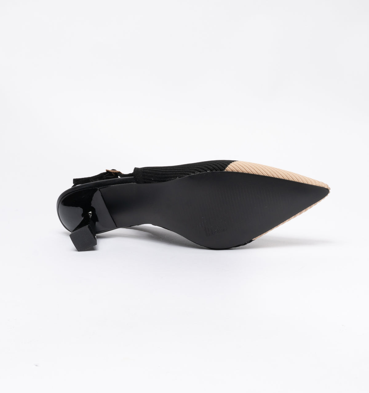 Slingback a punta in tessuto elastico- Nero