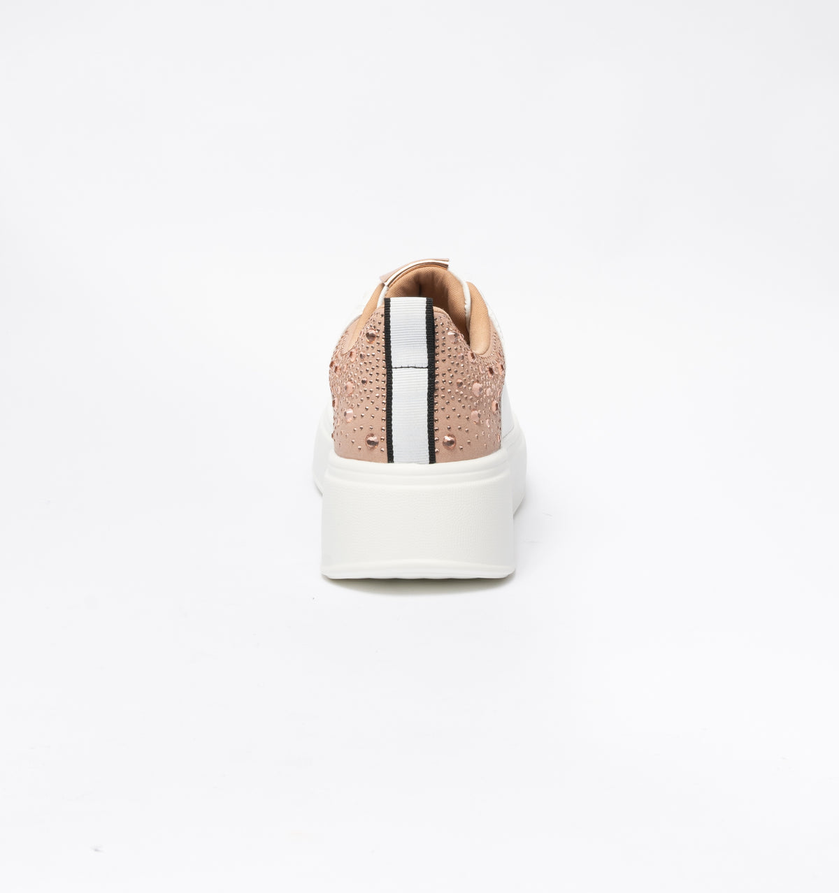 Sneakers Gold & Gold punta tonda in ecopelle tallone con strass -Bianco