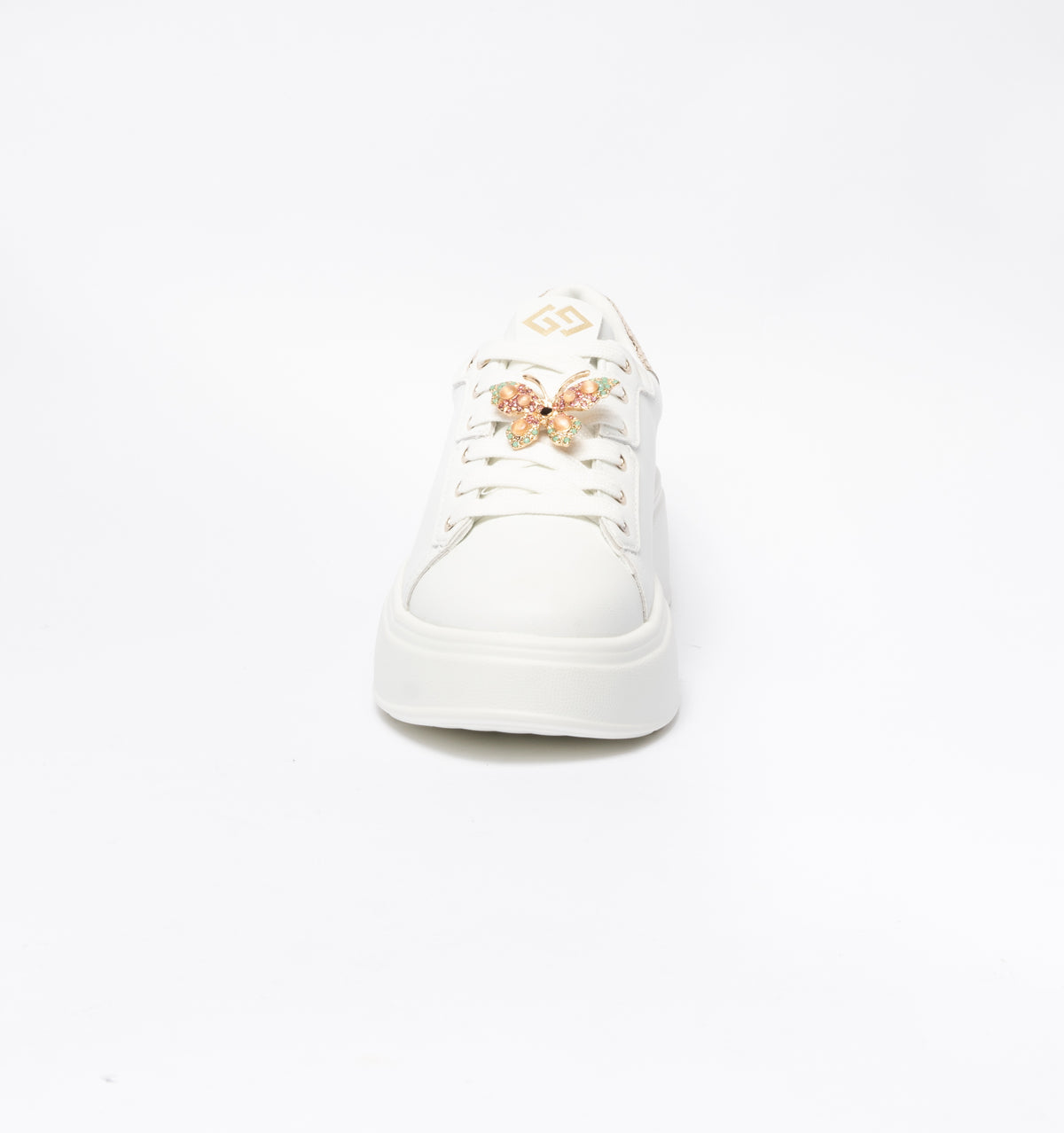 Sneakers Gold & Gold punta tonda in ecopelle-Bianco