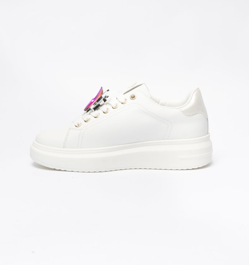 Sneakers Gold & Gold punta tonda in ecopelle con tallone Argento -Bianco