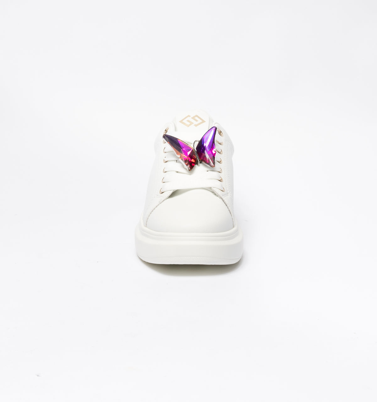 Sneakers Gold & Gold punta tonda in ecopelle con tallone Argento -Bianco