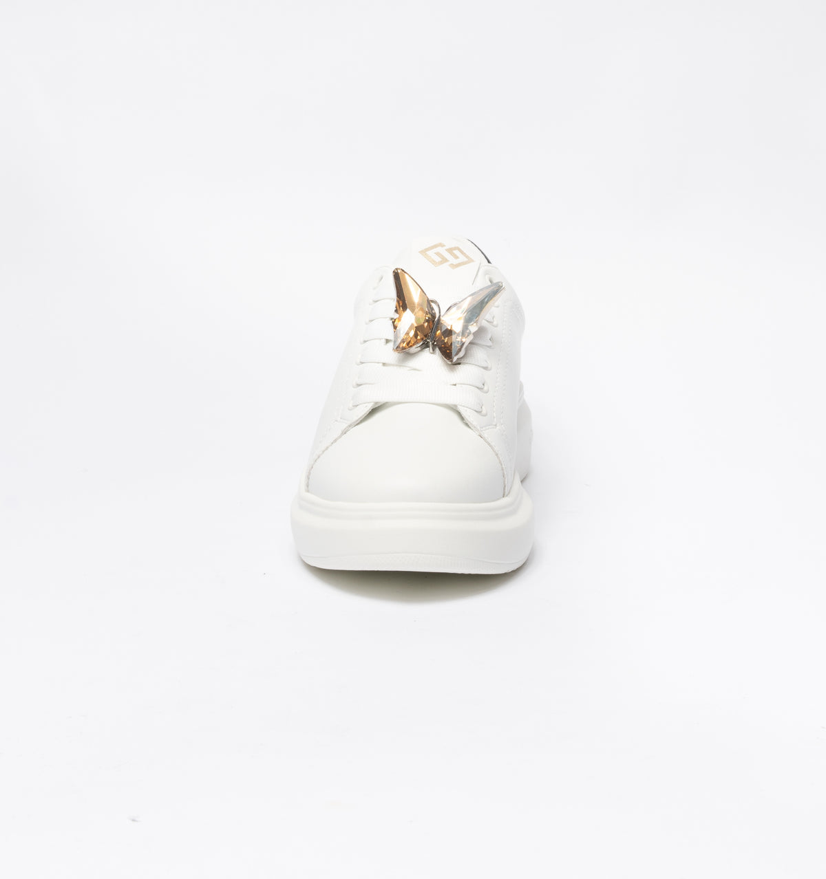 Sneakers Gold&Gold punta tonda in ecopelle con tallone Nero-Bianco