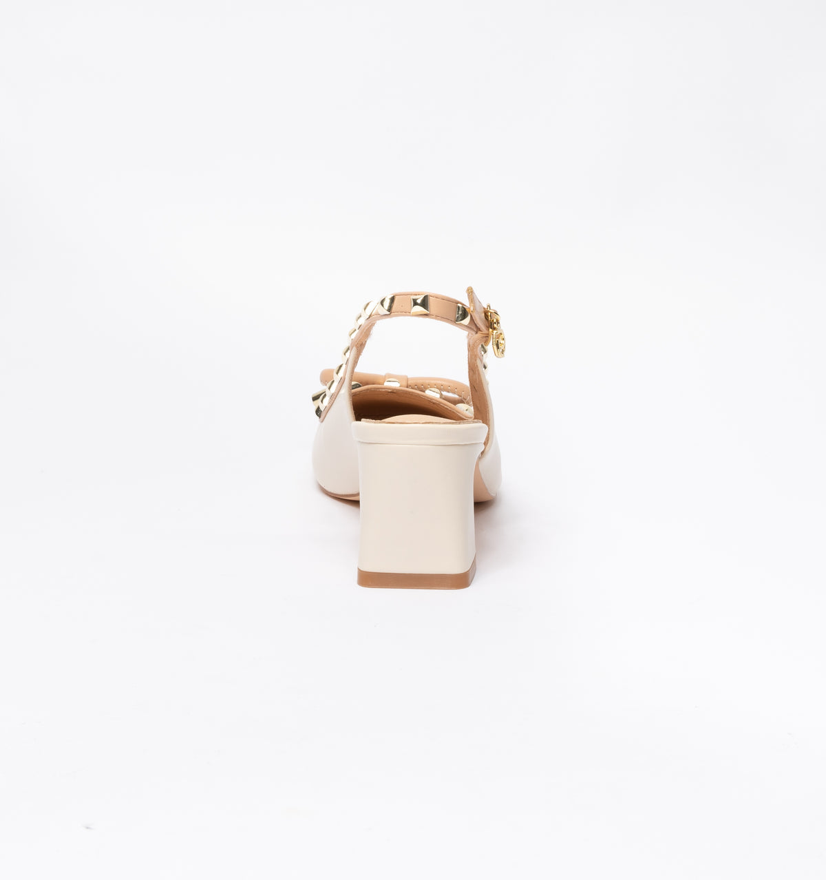 Decolleté Gold & Gold slingback con borchiette e fiocco- Beige