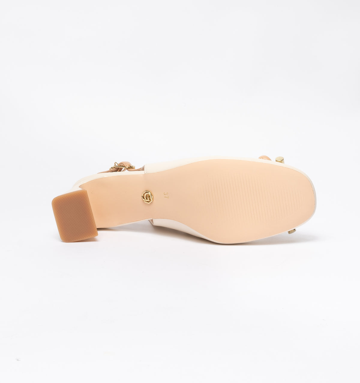 Decolleté Gold & Gold slingback con borchiette e fiocco- Beige