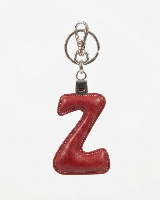 Portachiavi lettera Z in pelle - Rosso
