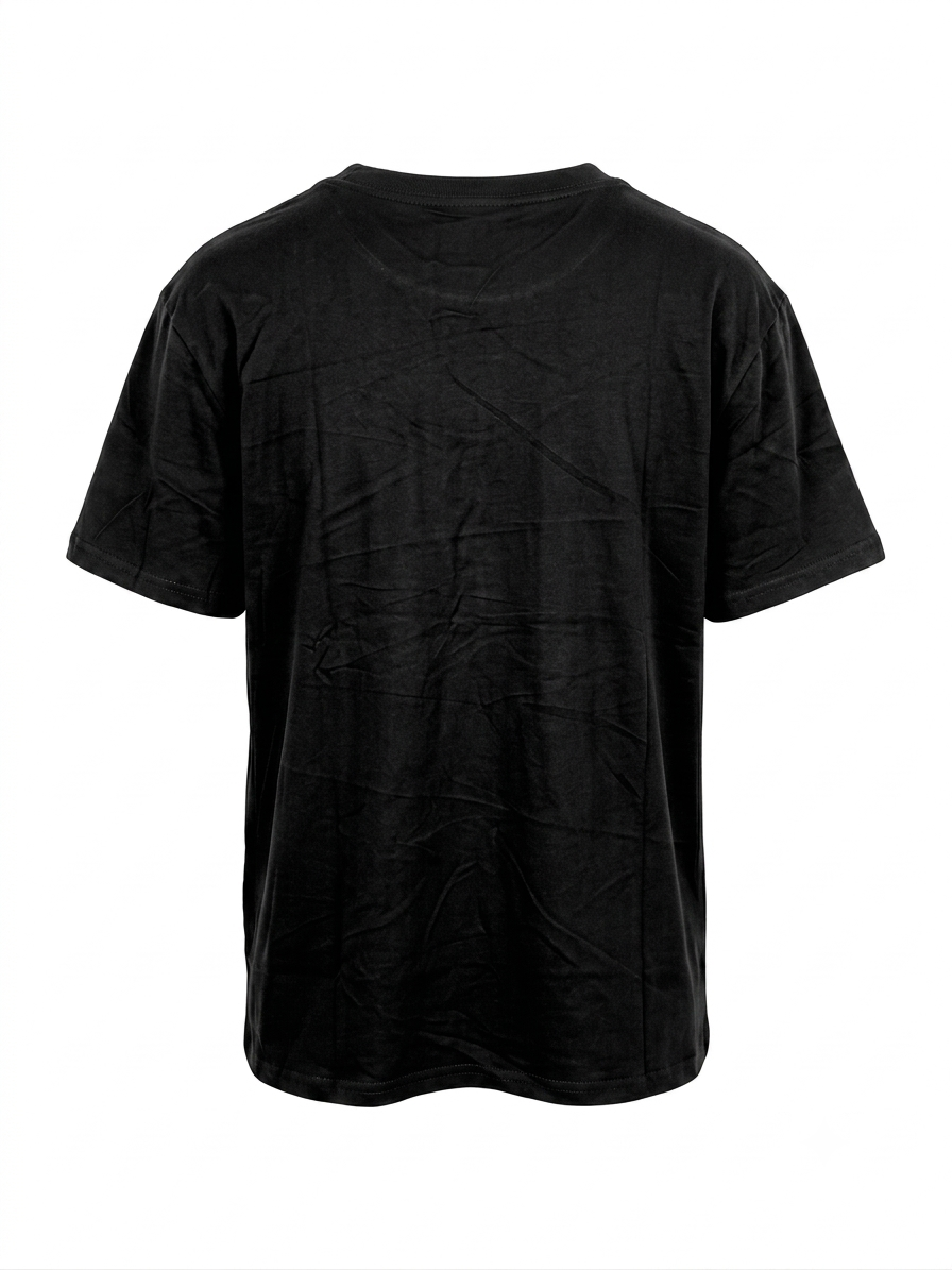 T-shirt nera in cotone con stampa grafica pop art
