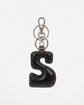 Portachiavi lettera S in pelle - Nero