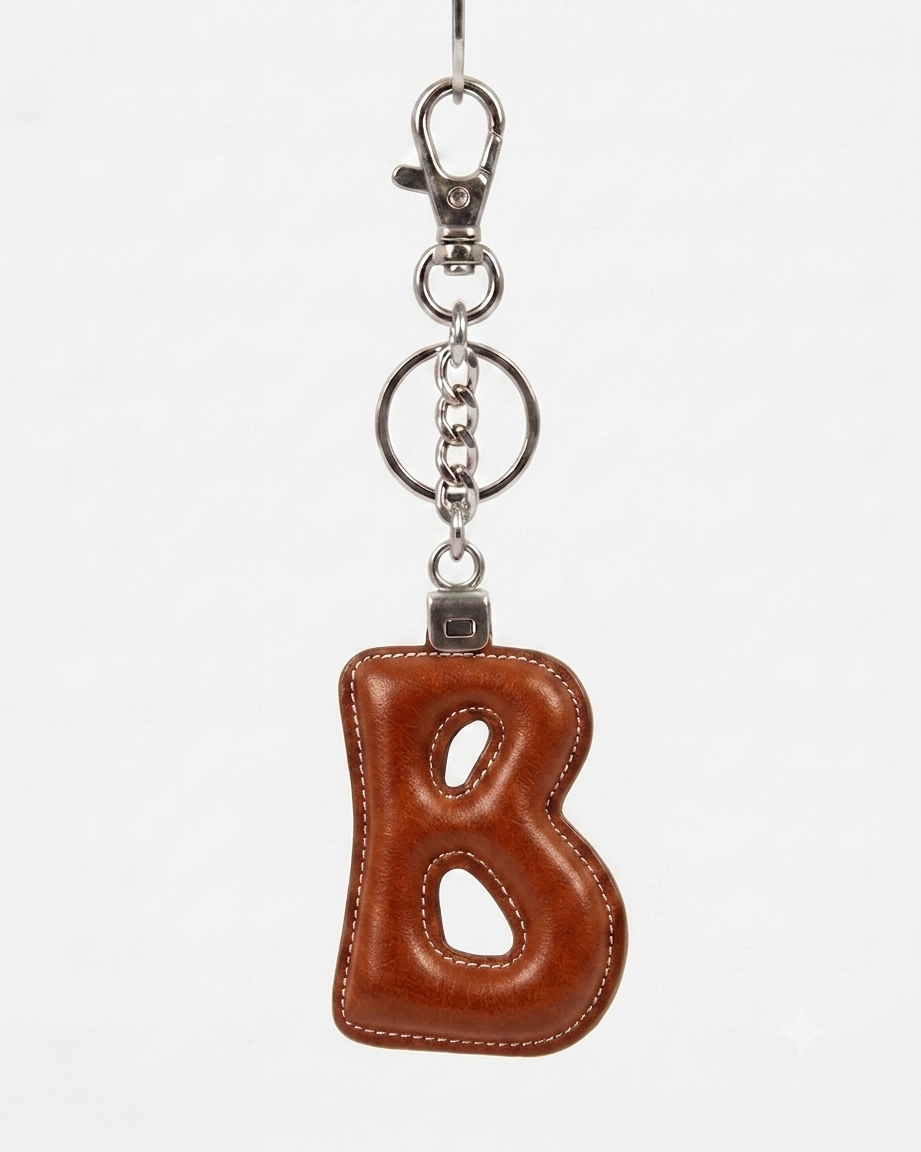 Portachiavi lettera B in pelle - Cuoio