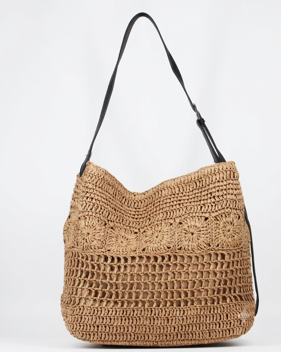Borsa Totem in Raffia Intrecciata - Beige