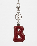 Portachiavi lettera B in pelle - Rosso