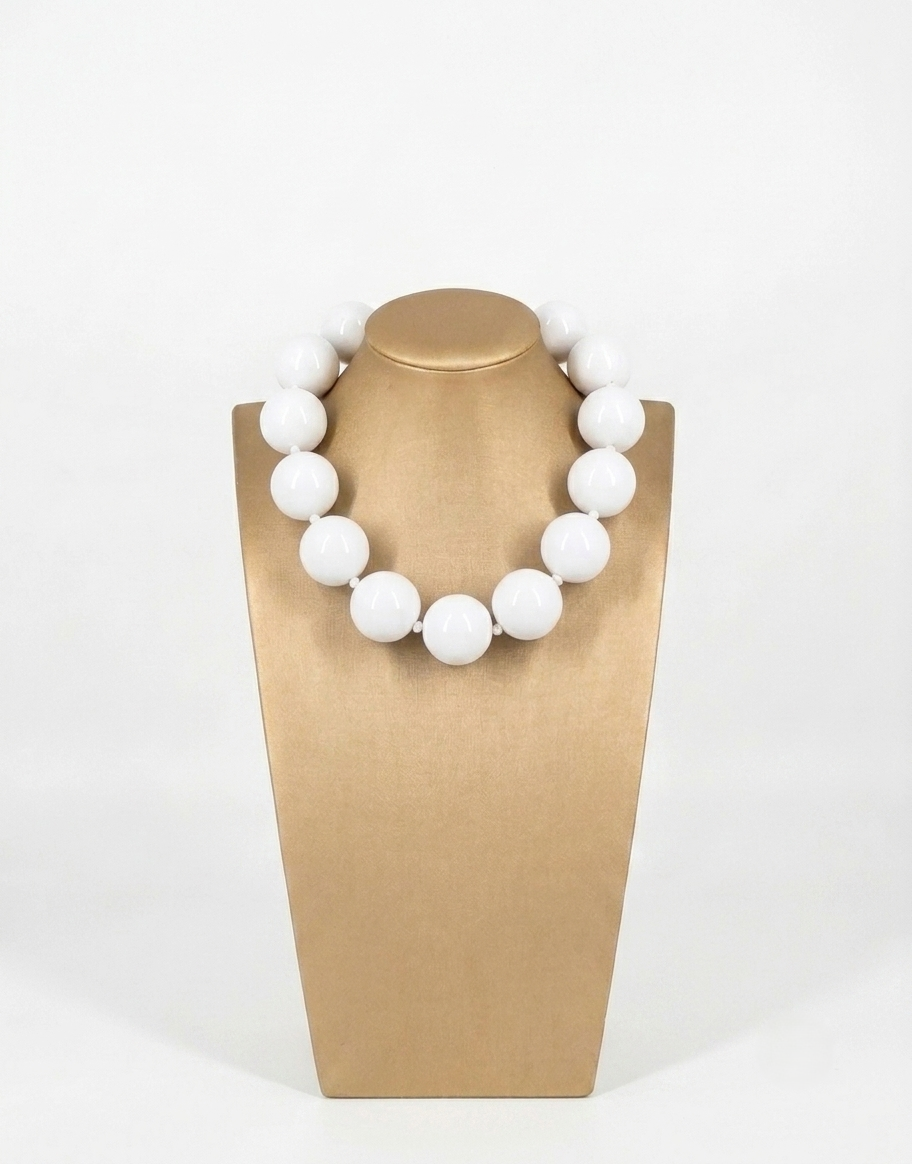 Collana Girocollo Maxi Sfere Bianche