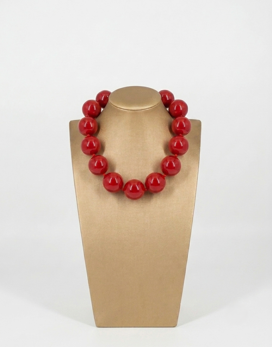 Collana Girocollo Maxi Sfere Rosse