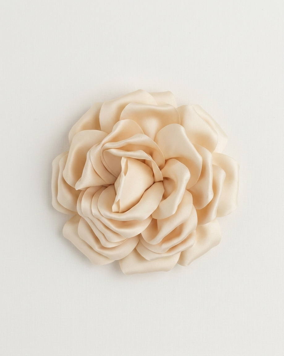 Spilla Maxi Fiore in Raso Champagne