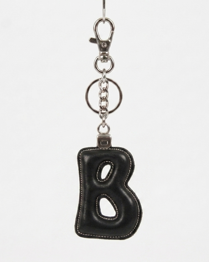 Portachiavi lettera B in pelle - Nero