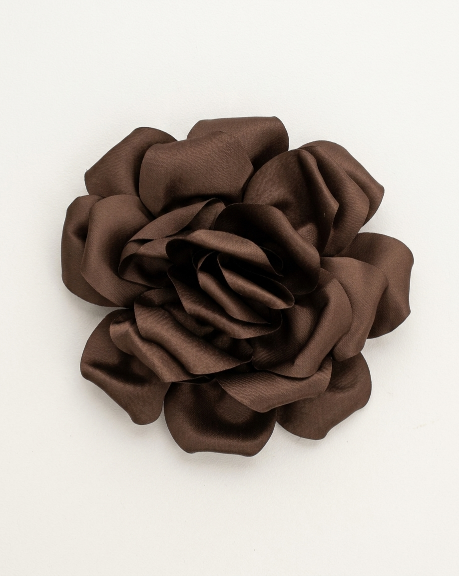 Spilla Fiore in Raso Marrone Cioccolato