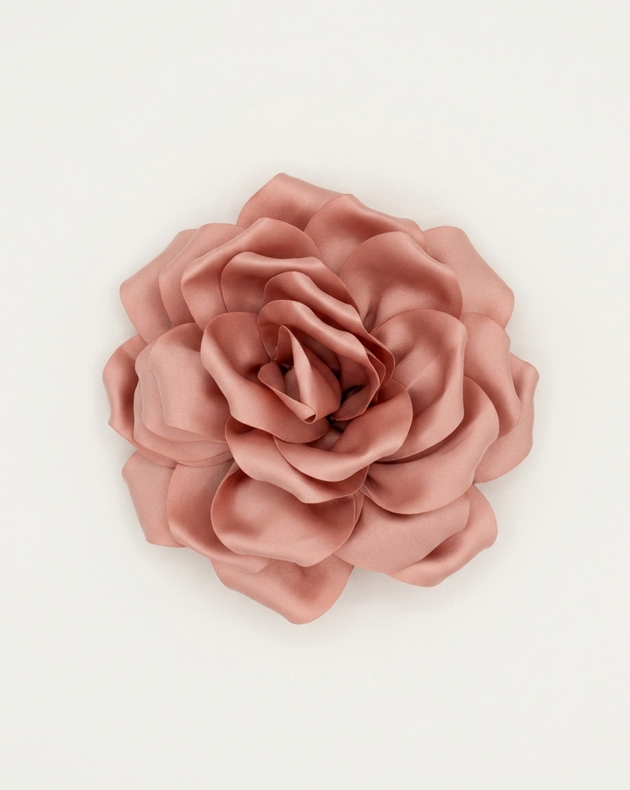Spilla Fiore in Raso Rosa Antico