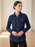 Camicia di jeans blu scuro slim fit