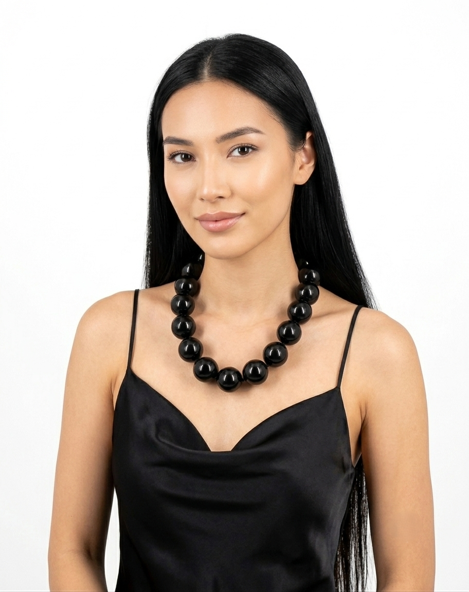 Collana Girocollo Maxi Sfere Nere